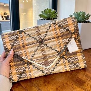 BCBGeneration Woven Brown and Tan Clutch